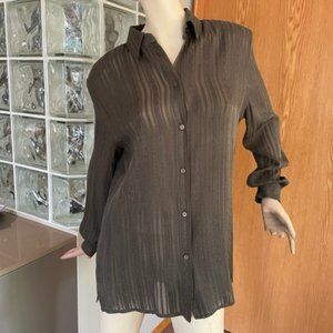 OLSEN COLLECTION Olive Green, Long Sleeved, TEXTURED SILK, Very Feminine Size 6